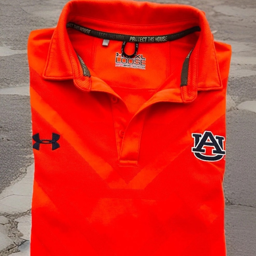 Under Armour Performance Polo Shirt Men's XL Orange Auburn University Tigers